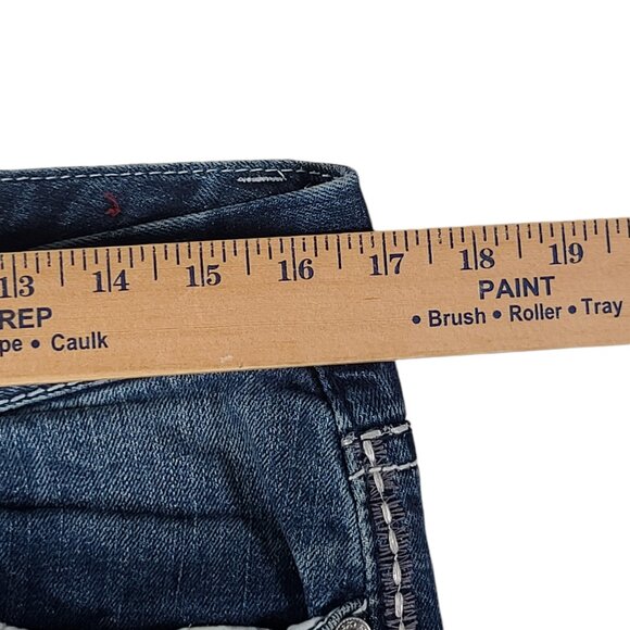 Maurices Thick Stitch Jeans Embroidered Women 7/8 34x31 Blue Bootcut Mid Rise * - Picture 13 of 15
